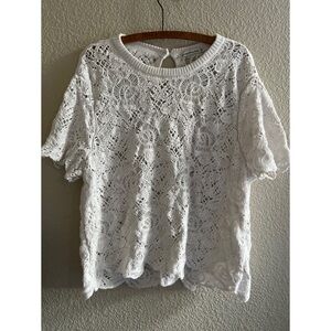 Abercrombie and Fitch White Crochet Top Women’s Size XL